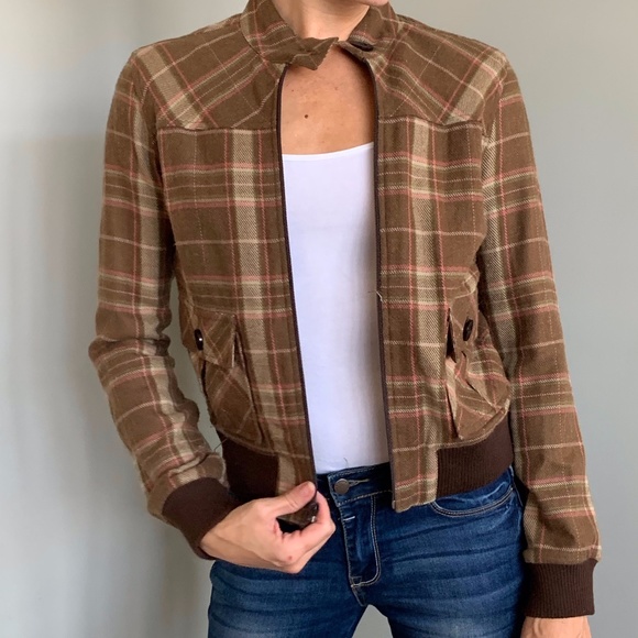 M Vintage "Wool" Brown Plaid Coat